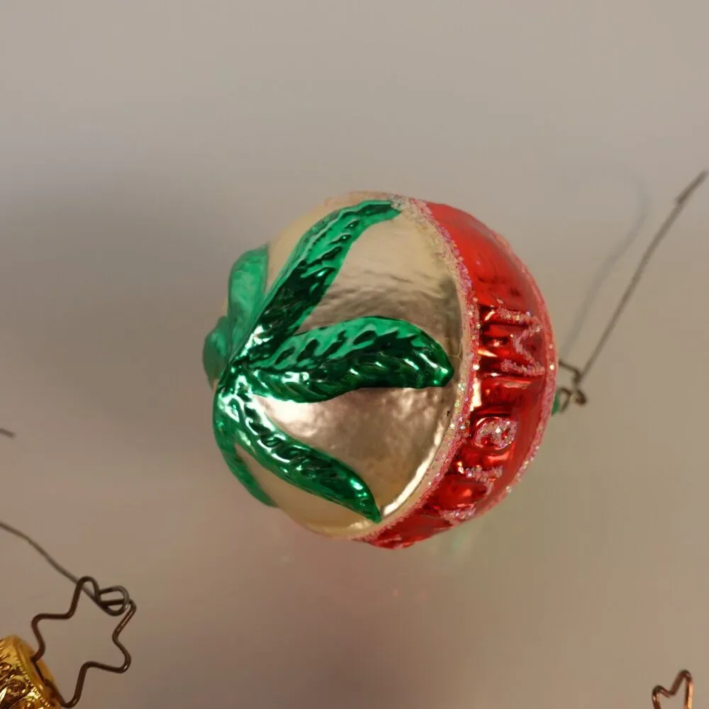 Lot of 7 Vintage Germany Inge Glas Blown Hand Painted Ornaments Boot Clown Pine